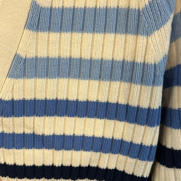 Talbots Women’s (XS) Breton Stripe Ivory/Blu Cozy Button Front Nautical Cardigan - Picture 7 of 7